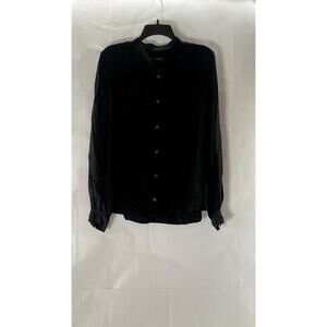 BANANA REPUBLIC Women's Black Button-Up Mandarin Collar Long Sleeve Top SZ L